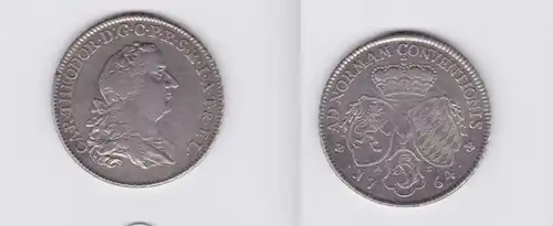 1 Taler Silber Münze  Pfalz Kurlinie Karl Theodor 1764 AS (119030)