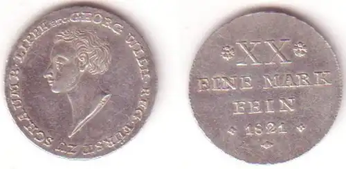 1/2 Taler Silber Münze Schaumburg Lippe 1821 (MU0932)