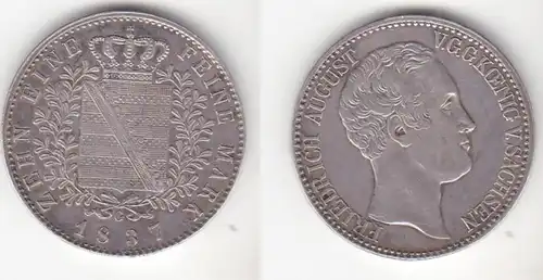 1 pièce de monnaie d'argent Taler Sachsen Friedrich August (111576)