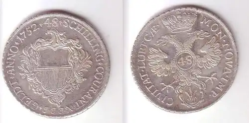 1 Taler zu 48 Schilling Silber Münze Lübeck 1752 (105272)