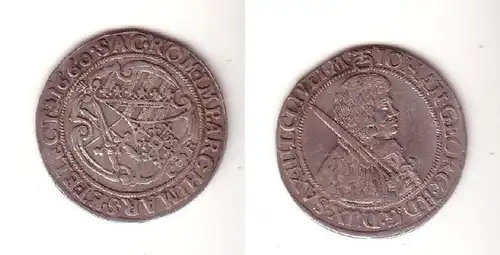 1/4 Taler Silber Münze Sachsen Johann Georg 1660 CR ss