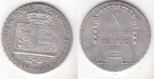1 pièce de monnaie d'argent de Taler Schaumburg Lippe 1802 (111956)