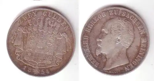 Doppelgulden Silber Münze Sachsen Meiningen 1854 (100731)
