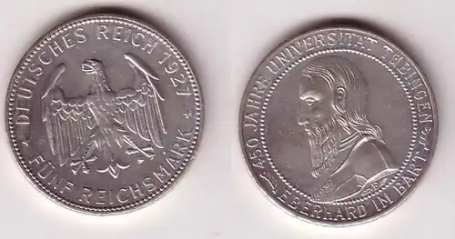 5 Mark argent pièce Université de Tübingen 1927