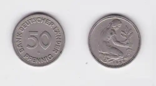 50 Pfennig Nickel Pièce Banque des Länder allemands 1950 G (134830)