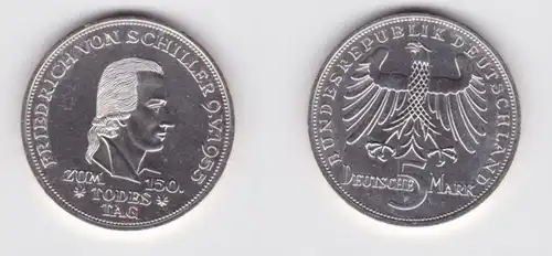 BRD Gedenk Münze 5 Mark Friedrich Von Schiller 1955 vz/Stgl. (135215)