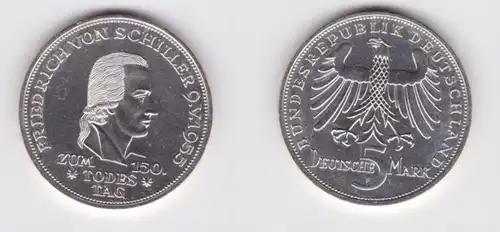 Médaille commémorative de la République fédérale d'Allemagne 5 Mark Friedrich Von Schiller 1955 vz/Stgl. (135215)