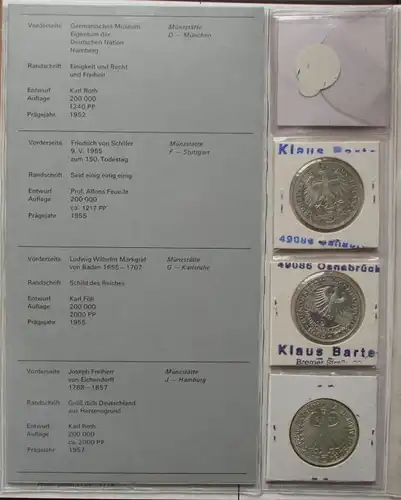 Complet 5 DM pièces commémoratives Collection avec les 5 premières pièces dans l'album (124715)