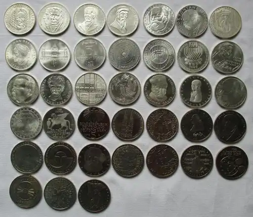 komplette 5 DM Gedenkmünzen Sammlung mit den ersten 5 Münzen + Koffer (124787)
