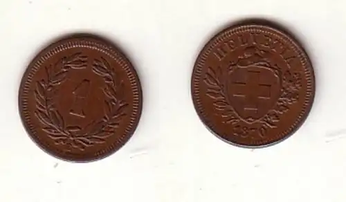 1 Rappen Kupfer Münze Schweiz 1870 (109974)
