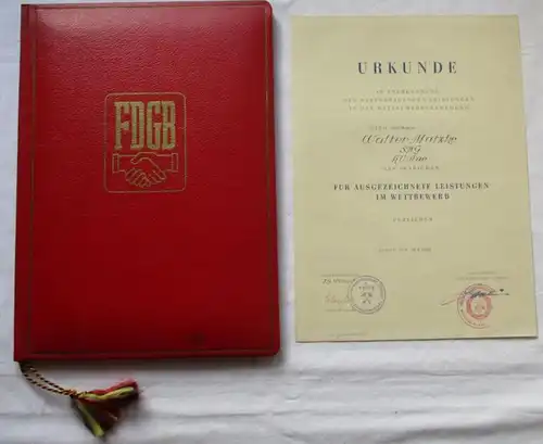 DDR Certificat d'excellence dans la concurrence FDGB 1956 (123088)