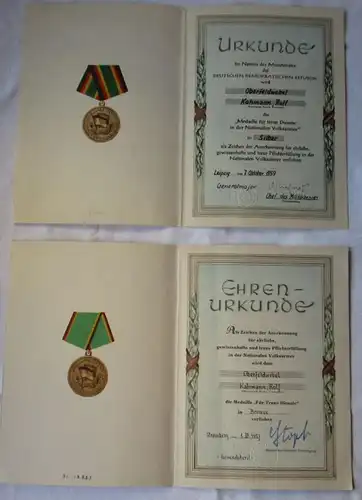 DDR Actes Convolut médaille de services fidèles dans la NVA & Zollverw. (117883)
