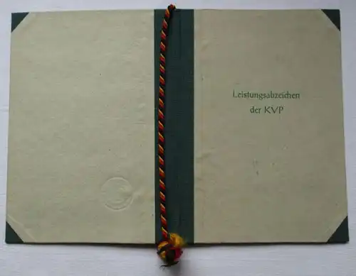 DDR Leistungsabzeichen KVP Volkspolizei + Urkunde 1954 Heinz Hoffmann (140728)