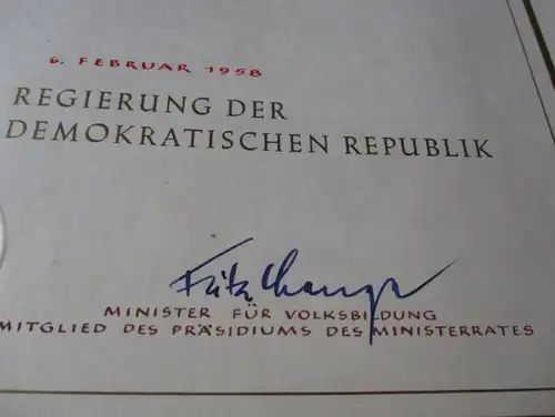 DDR Ordre Maître mérité du Sport 1958 + certificat d'honneur 71 a (132479)