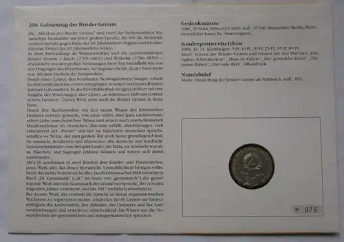 DDR lettre de nounou rare avec 20 marks 'frères Grimm' 1986 Stgl. (134664)