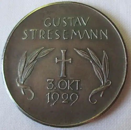 Silber Medaille Gustav Stresemann 3. Oktober 1929 Friedrich Hörnlein (142229)