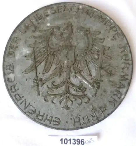 ancienne médaille de zinc Semaine verte Berlin 1939 Prix d'honneur de la marque de Kurmark du RDH