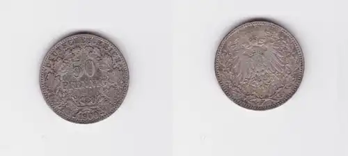 50 Pfennig Silber Münze Deutsches Reich 1900 J (134991)