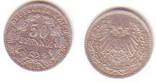 50 Pfennig Silber Münze Deutsches Reich 1903 A (MU1085)