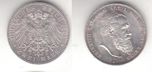 2 Mark pièce d'argent Reuss ligne plus ancienne Heinrich XXII Jäger 118 (118743)
