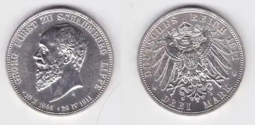 3 Mark argent pièce Moussebourg Lèvre Georg sur la mort 1846 - 1911 Stgl (135203)