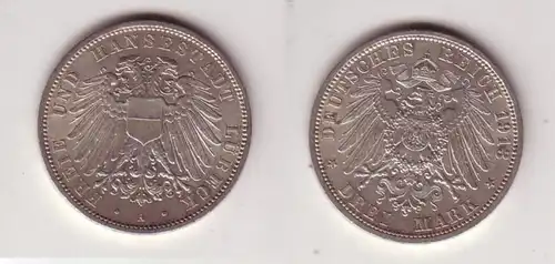 3 Mark Silber Münze Freie und Hansestadt Lübeck 1913 (115750)