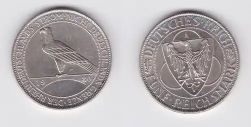 5 Mark argent pièce Weimarer République du Rhin 1930 A (135223)
