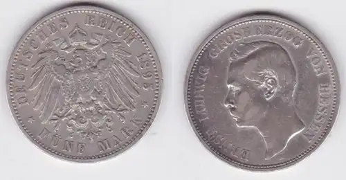 5 Mark pièce d'argent Hesse Grand-Duc Ernst Ludwig 1895 Chasseur 73 (141547)