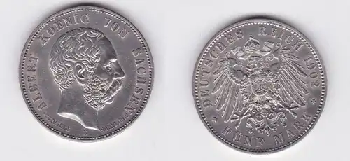 5 Mark Silbermünze Sachsen Albert auf den Tod 1902 (131508)