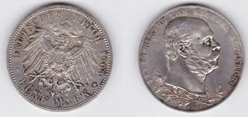 5 Mark Silbermünze Sachsen-Altenburg 1903 Regierungsjubiläum.(125333)