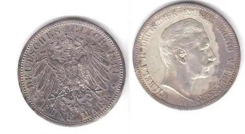 5 Mark Silbermünze Preussen Wilhelm II 1891 A Jäger 104  (111382)