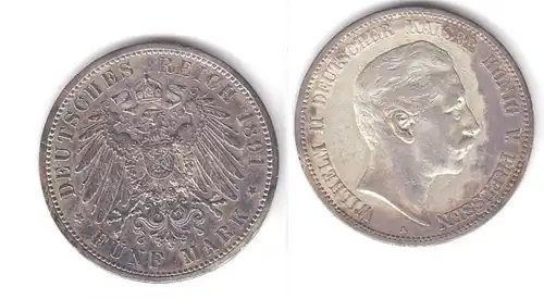 5 Mark pièce d'argent Prussen Wilhelm II 1891 A chasseur 104 (111382)