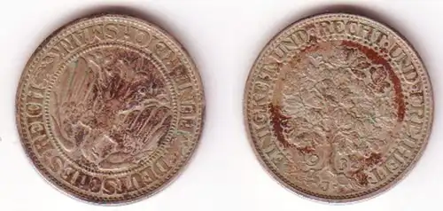 5 Mark Silber Münze Weimarer Republik Eichbaum 1932 J (MU0446)