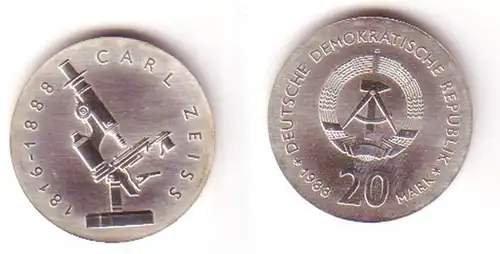 DDR Gedenk Münze 20 Mark Carl Zeiss 1988