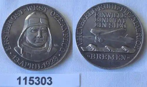 médaille d'argent rare Premier vol océan Ouest Est 13 avril 1928 (115303)