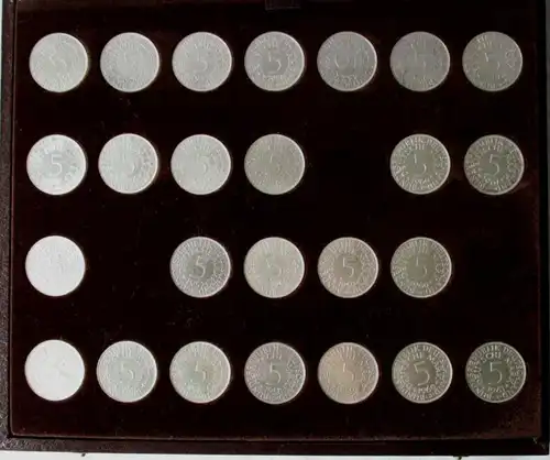Collection complète de pièces de la RFA 5 Mark 1951 à 2001 A D F G J en partie PP (125084)