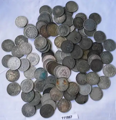 100 pièces d'argent intéressant 1 Mark impérial (111867)