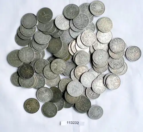 Collection de 100 x 1 mark Pièces d'argent de l'Empire allemand (113232)