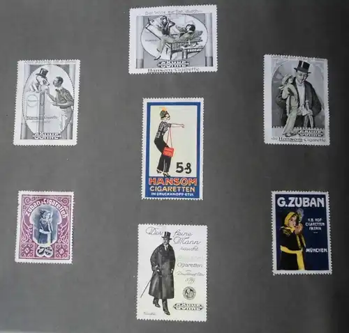 altes Sammelalbum mit etwa 600 Reklamemarken Vignetten um 1913 (112774)