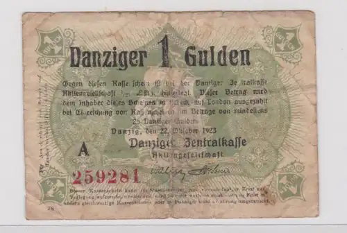 1 Gulden Banknote Notgeld Danziger Zentralkasse AG 1923 Ro. 817 (137751)