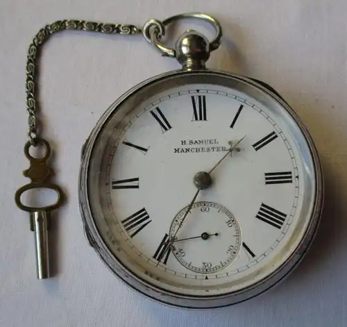 hochwertige Taschenuhr 925er Silber H.Samuel Manchester vor 1900 (124843)