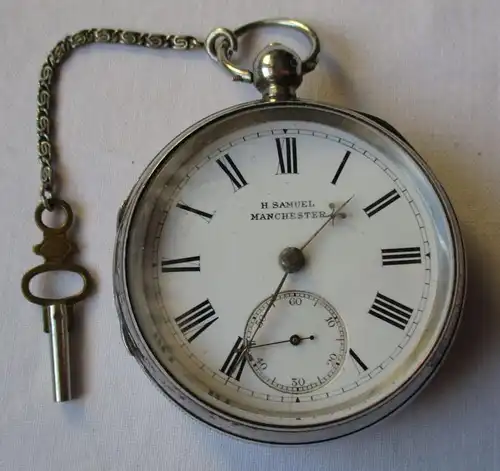 montre de poche de haute qualité 925 argent H.Samuel Manchester avant 1900 (124843)