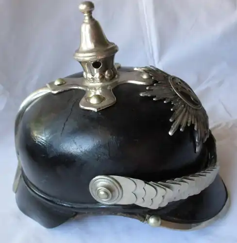 seltene Original Pickelhaube Polizei Sachsen? Monogramm FV um 1900 (125438)