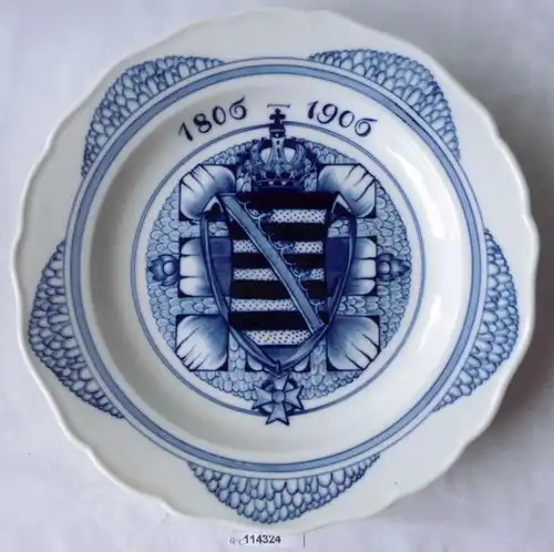 rare Meissen Plateau en porcelaine 100 ans Royaume de Saxe 1806-1906 (14324)