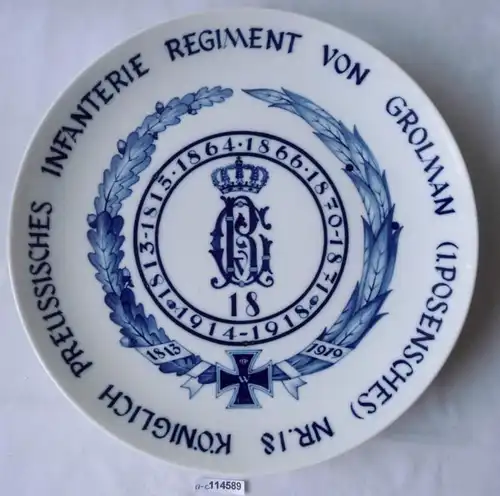 rare Meissen porcelaine assiettes régiment d'infanterie n°18 (114589)