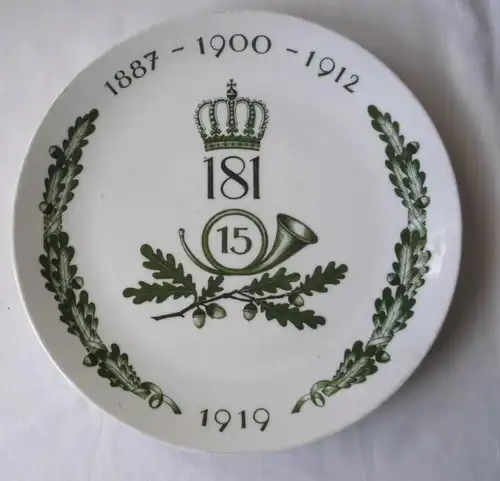 rare Meissen porcelaine assiette 15.Infanterie régiment n°.181 (116652)