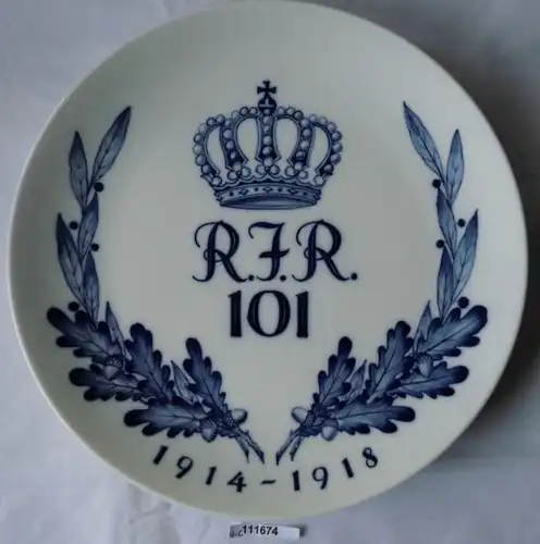 Meissen Patriotischer Teller Reserve Infanterie Regiment 101 1914-1918
