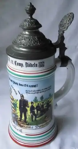 belle cruche de réserve de porcelaine Kgl.Sächs.11.Infanterie-régiment 139 (110300)