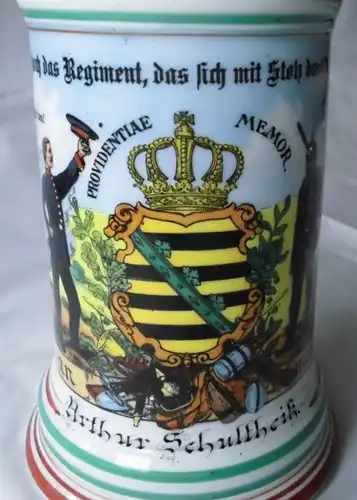belle cruche de réserve de porcelaine Kgl.Sächs.11.Infanterie-régiment 139 (110300)