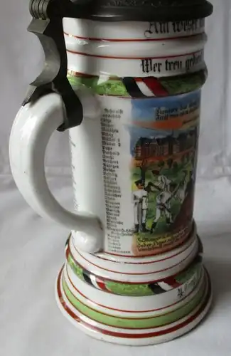 schöner Porzellan Reservistenkrug Pionier Batl.Nr.11 Hann.Münden 1908 (102007)
